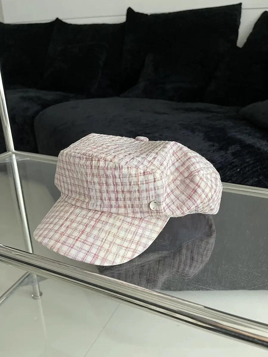 Women's White Plaid Flat Cap Bailey Hat Spring Summer — feature 14