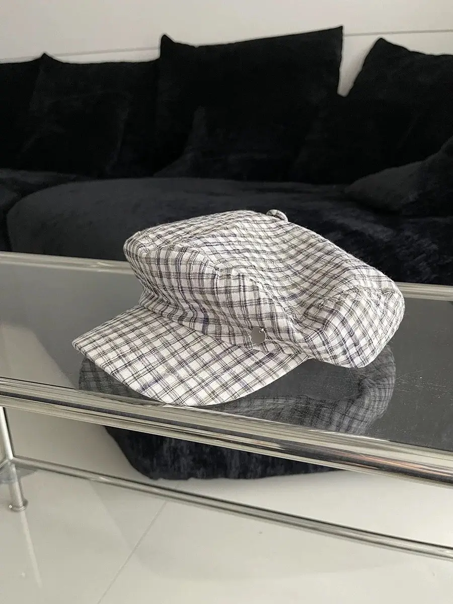 Women's White Plaid Flat Cap Bailey Hat Spring Summer — feature 15