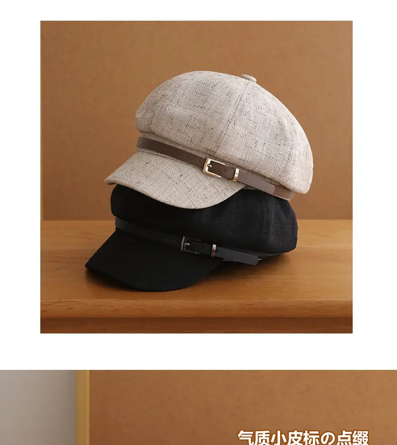 Small Cotton Linen Cap for Girls Adjustable 55-59CM — feature 3