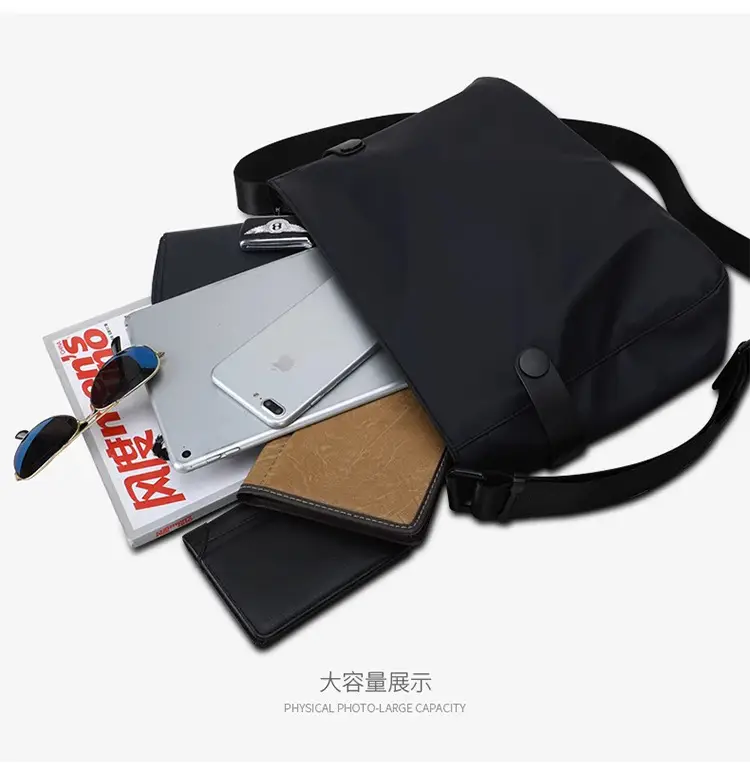 Men's Black Crossbody Shoulder Bag Small Casual Messenger Bag — feature 13