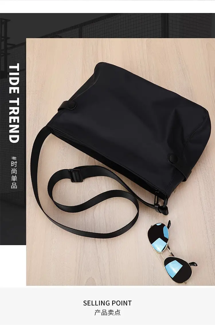 Men's Black Crossbody Shoulder Bag Small Casual Messenger Bag — feature 5