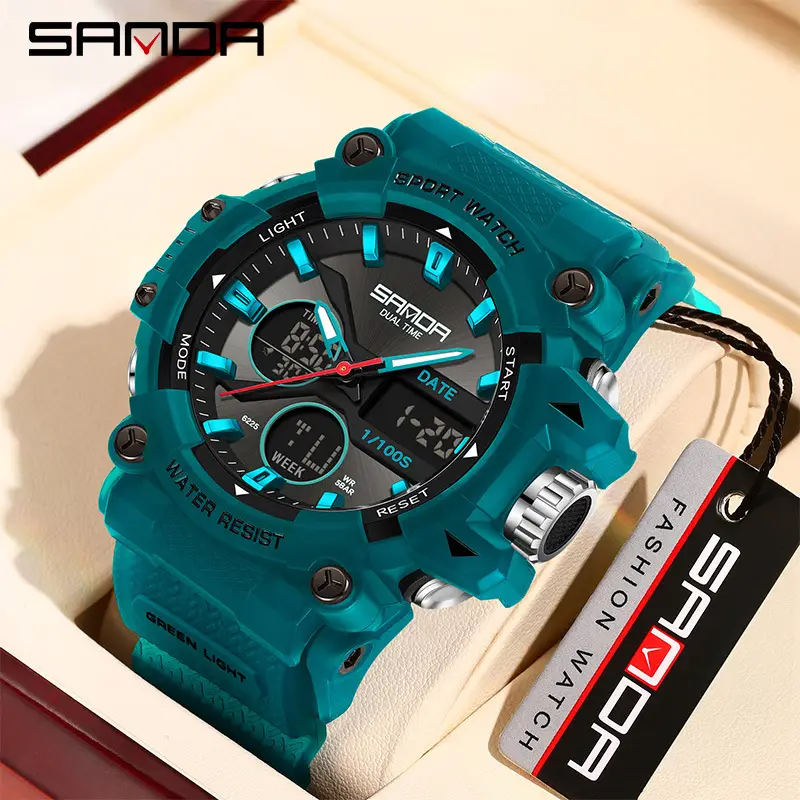 Sanda Waterproof Multi-function Sport Watch Orange Black - Image 11