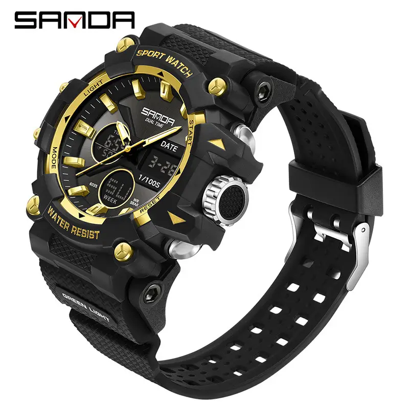 Sanda Waterproof Multi-function Sport Watch Orange Black - Image 13