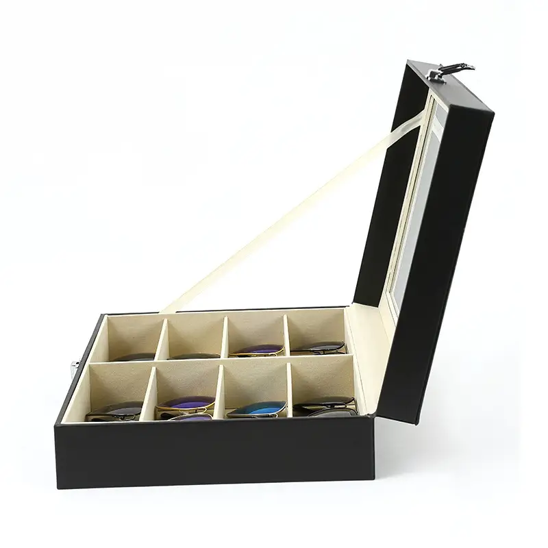 Double Layer Sunglasses Storage Box Black Large Capacity
