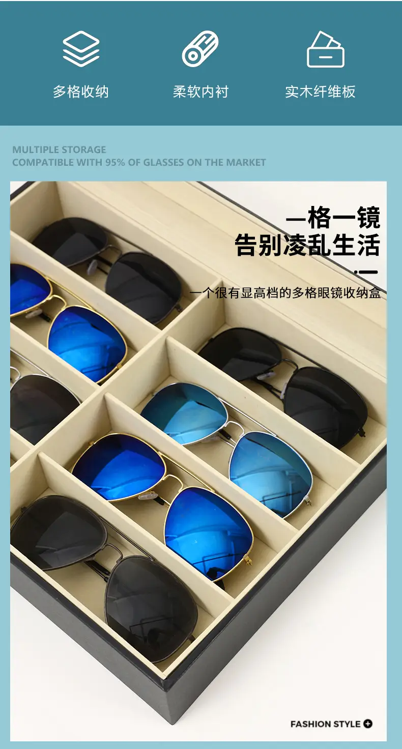 Double Layer Sunglasses Storage Box Black Large Capacity — feature 4