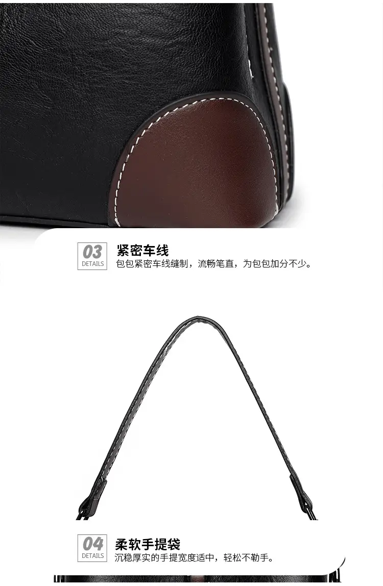 Women's Black Leather Shoulder Bag with D Logo — feature 20