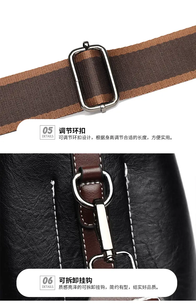 Women's Black Leather Shoulder Bag with D Logo — feature 21