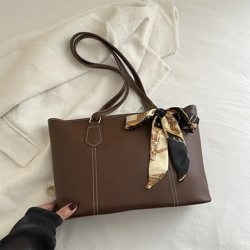 Women's Korean Style Soft Leather Tote Bag Beige 2025 - Image 3