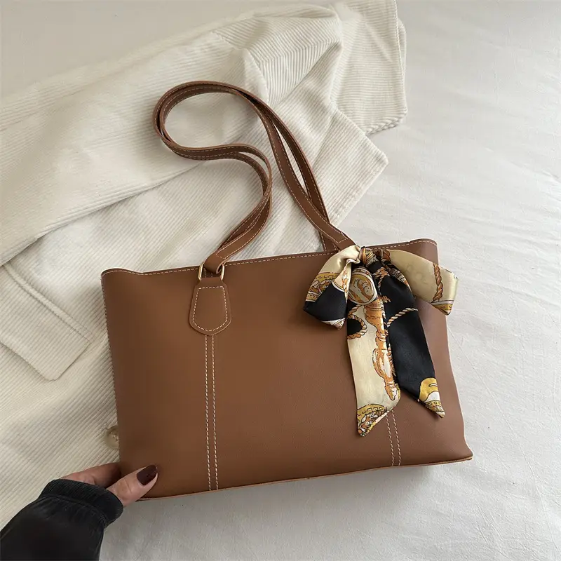 Women's Korean Style Soft Leather Tote Bag Beige 2025 - Image 4