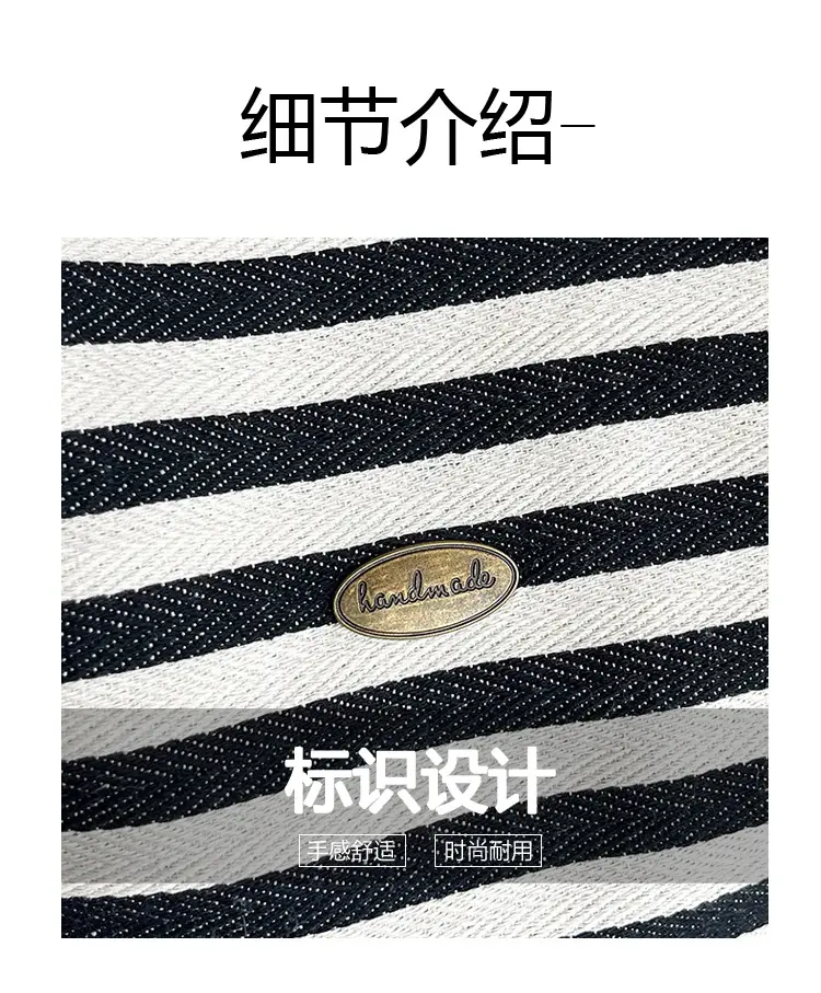 Red White Striped Canvas Tote Bag for Women — feature 8