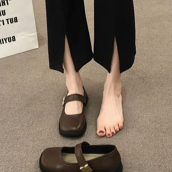 Women's Mary Jane Flat Shoes Brown Leather Spring Summer - Image 6