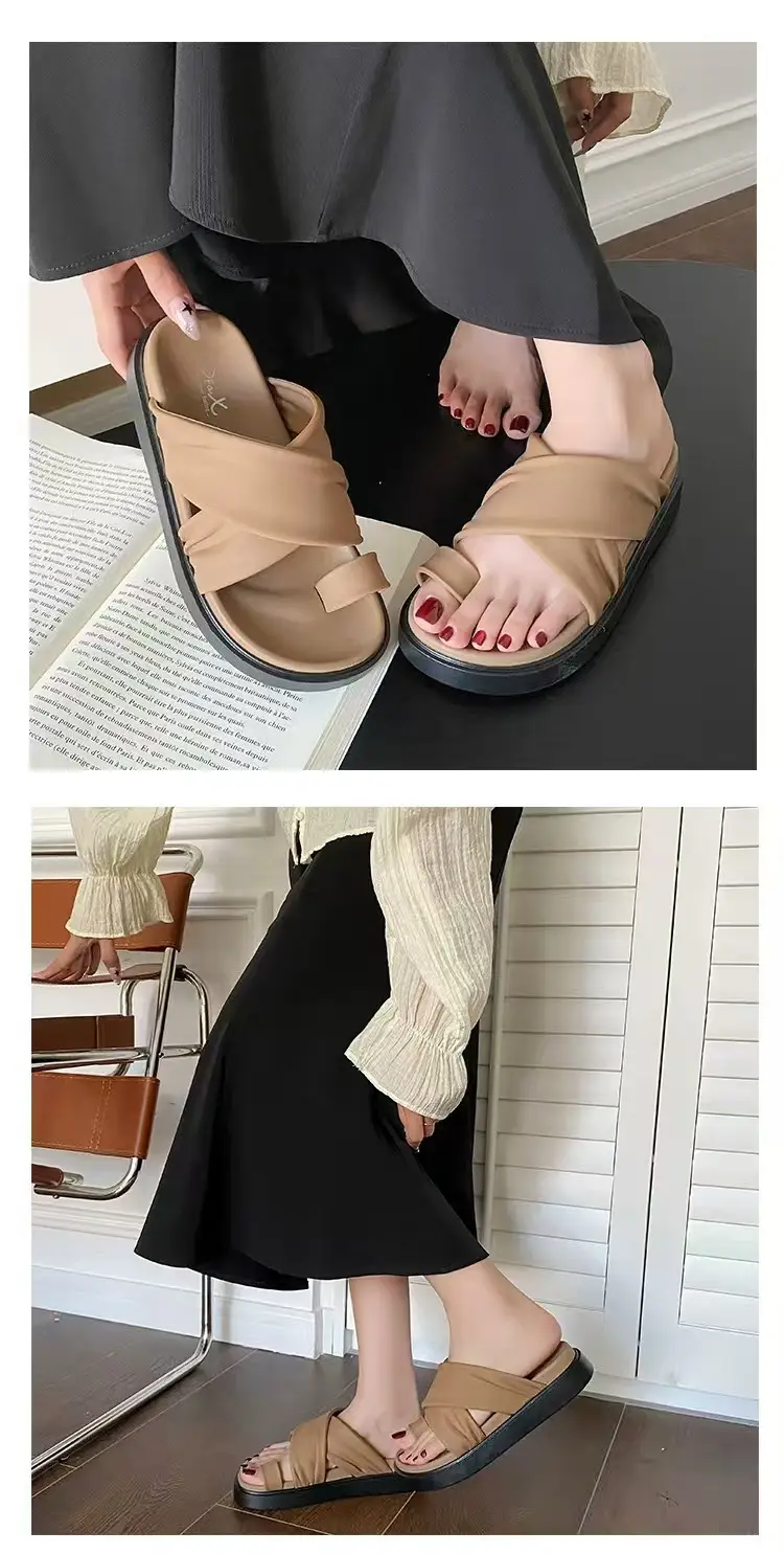 2025 Women's Cross Strap Thick Soled Slippers — feature 23