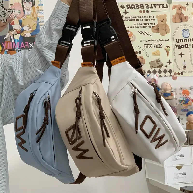 Korean Letter Crossbody Bag Women White Large Capacity - Image 8