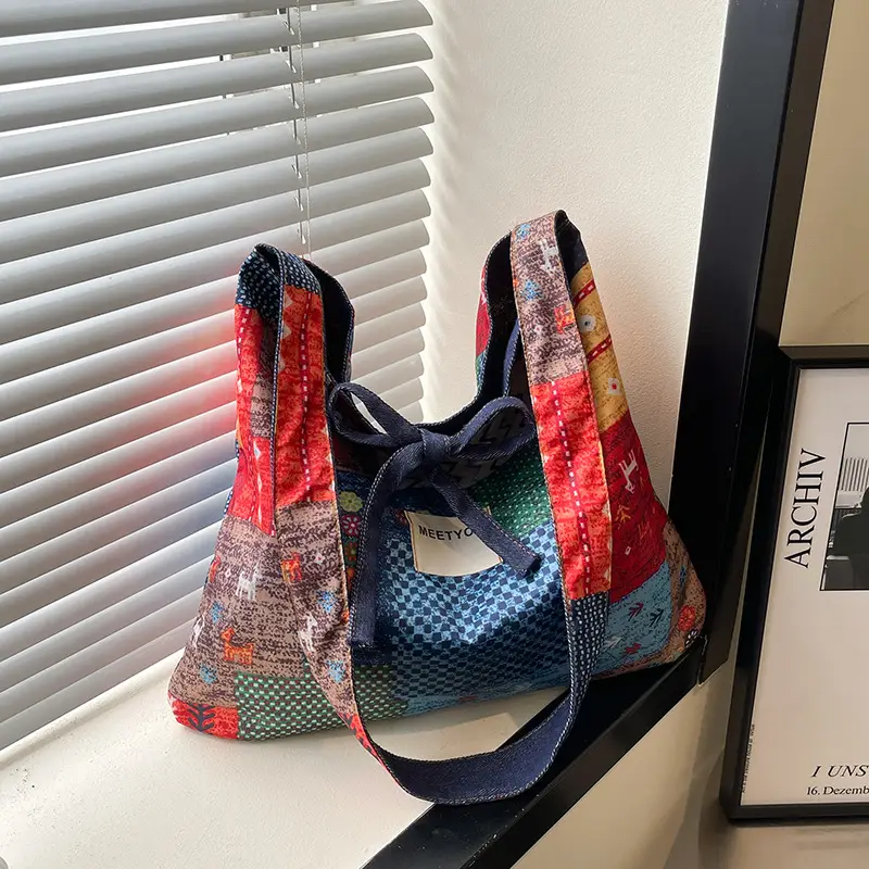 2025 Ethnic Denim Shoulder Bag Large Capacity Crossbody