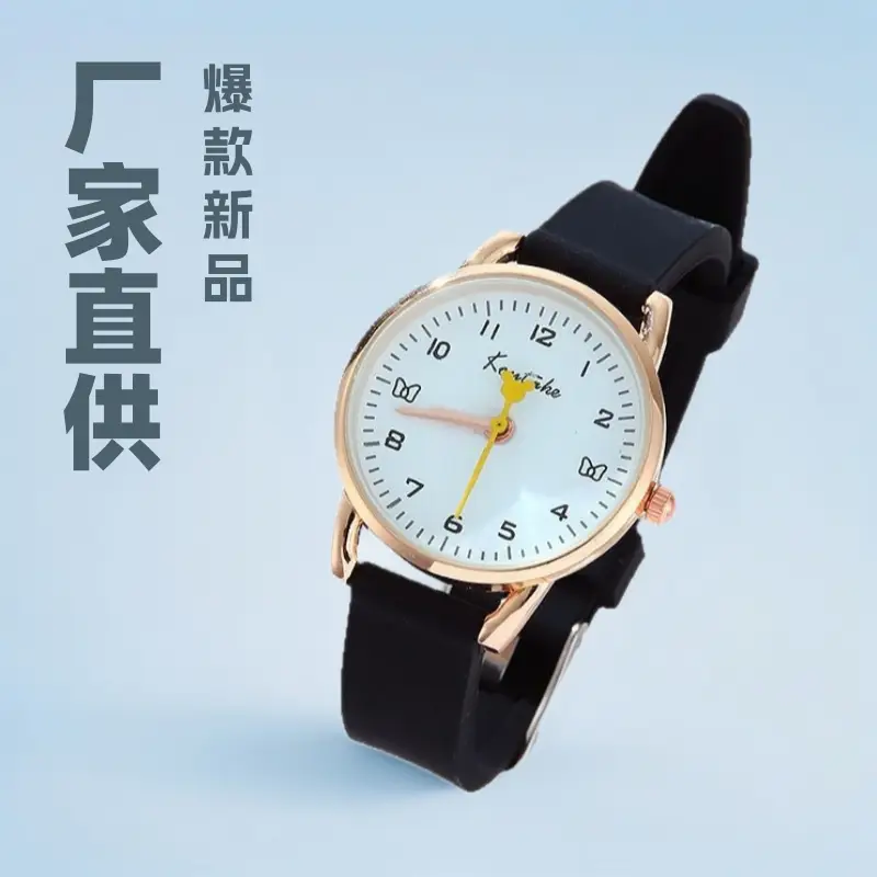 Pink Leather Watch for Girls with Gold Dial - Image 5