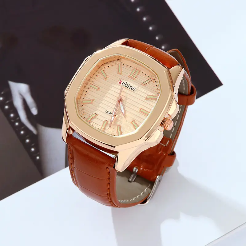 Men's Square Quartz Watch Luminous Waterproof Business Wristwatch