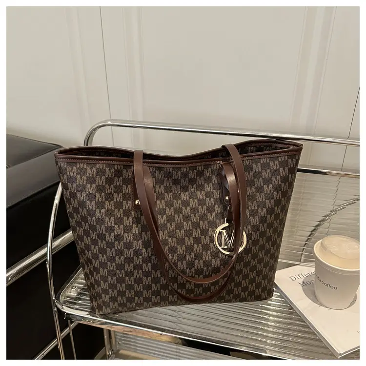 Women's Monogram Check Tote Bag Large Capacity Shoulder Bag — feature 22