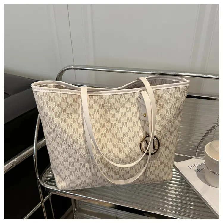 Women's Monogram Check Tote Bag Large Capacity Shoulder Bag — feature 25