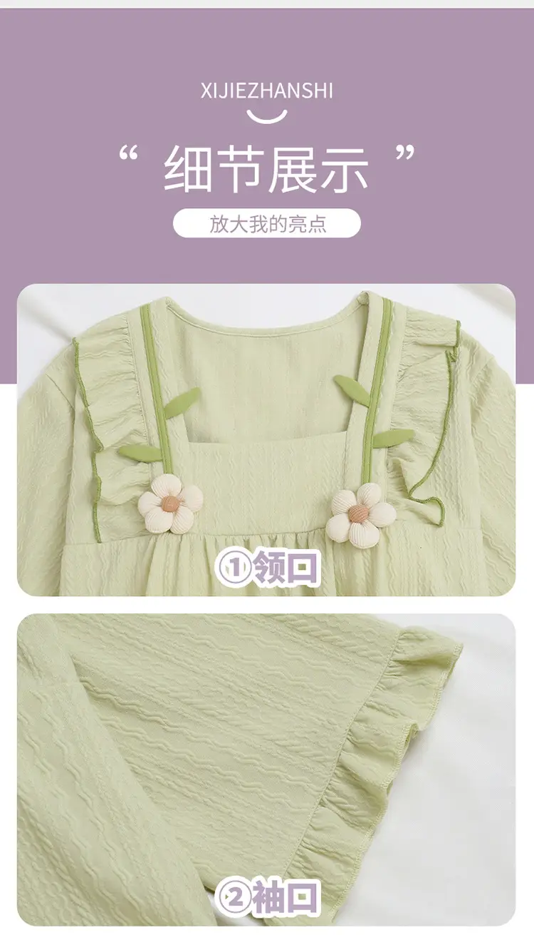 Girls' Pajamas Summer 2025 New Style Cotton Thin Short-sleeved Big Boy Girls' Flower Princess Style Home Clothes suit — feature 5