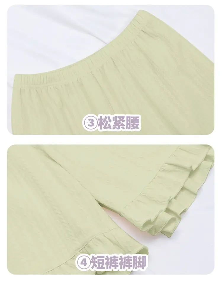 Girls' Pajamas Summer 2025 New Style Cotton Thin Short-sleeved Big Boy Girls' Flower Princess Style Home Clothes suit — feature 6