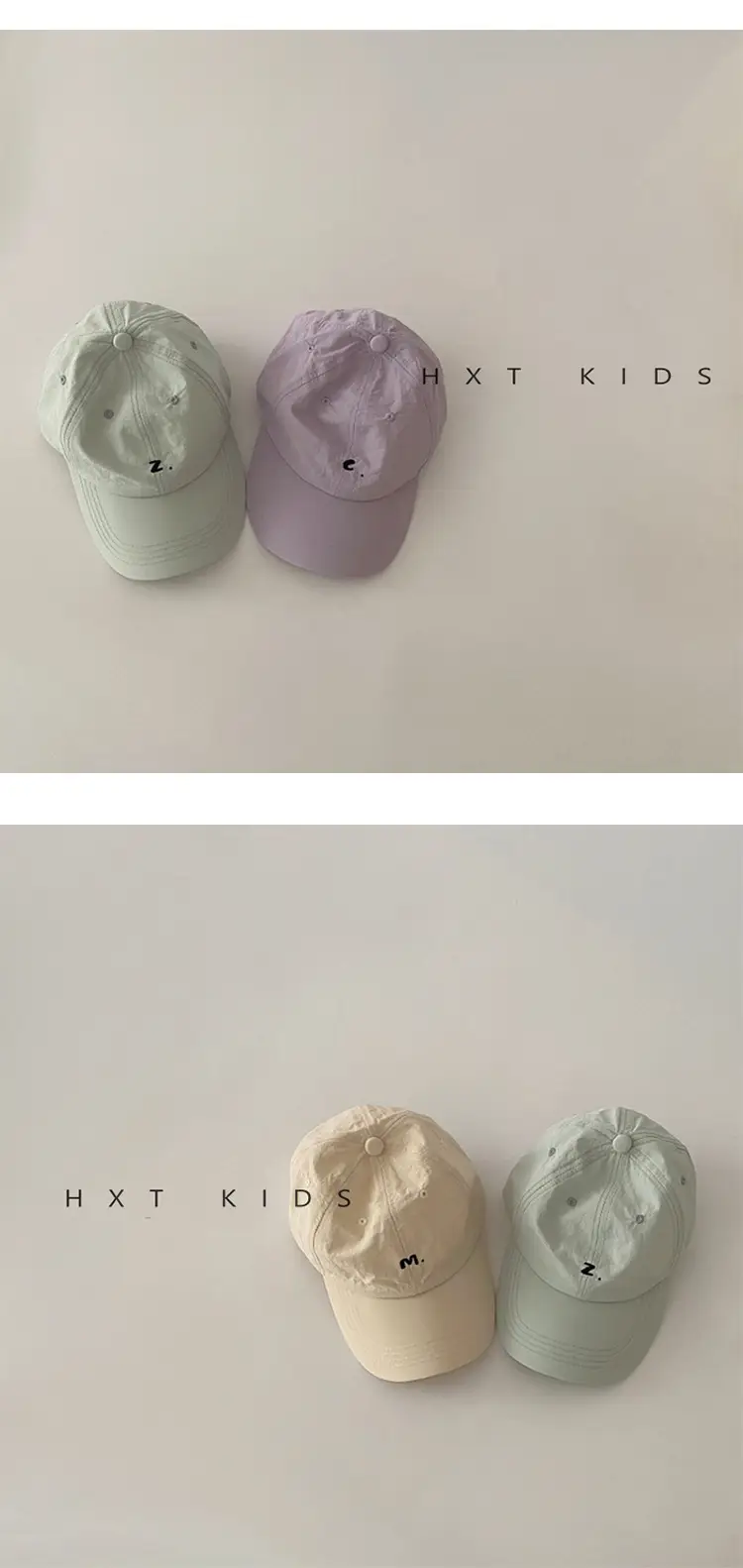 Children's Cap Summer Light Green Letter Embroidery — feature 6