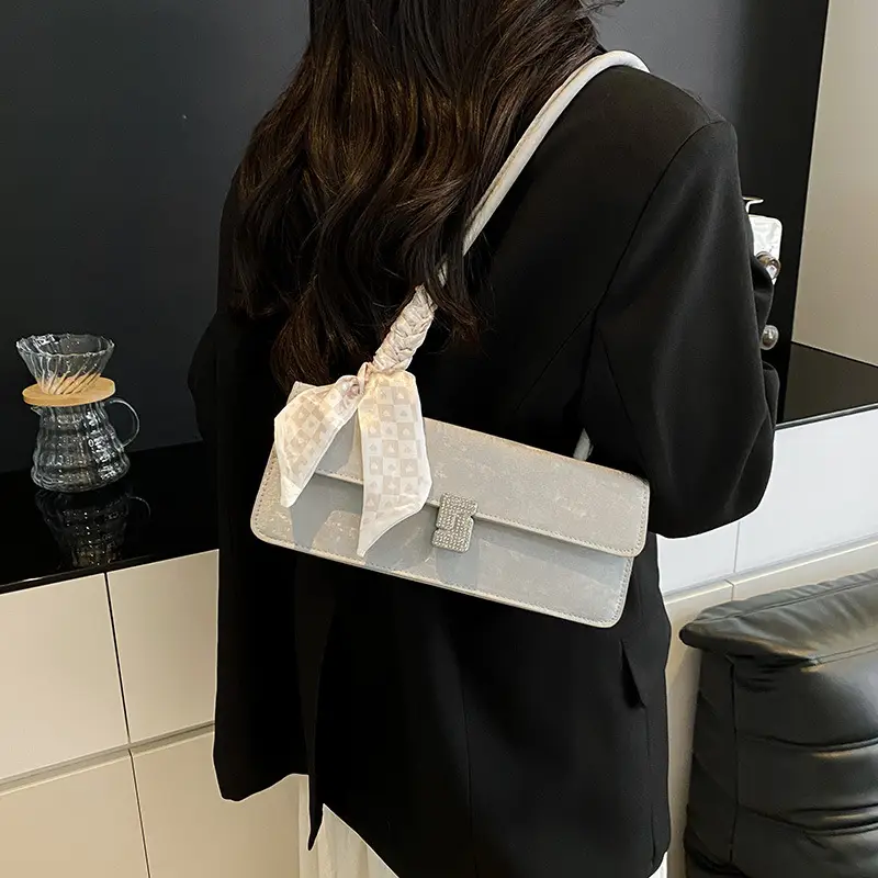 Women's Silk Scarf Shoulder Bag Cream 2025 Spring Summer - Image 7
