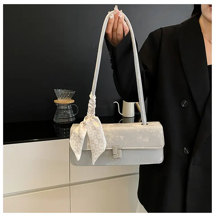Women's Silk Scarf Shoulder Bag Cream 2025 Spring Summer — feature 16