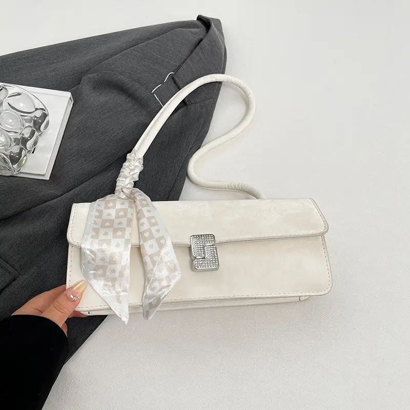 Women's Silk Scarf Shoulder Bag Cream 2025 Spring Summer - Image 2