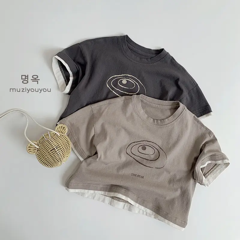 Kids Cotton T-Shirts Short Sleeve Korean Style 2026 - Image 3