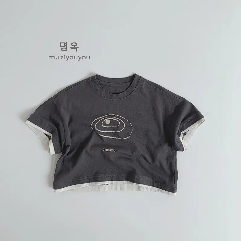 Kids Cotton T-Shirts Short Sleeve Korean Style 2026 - Image 2