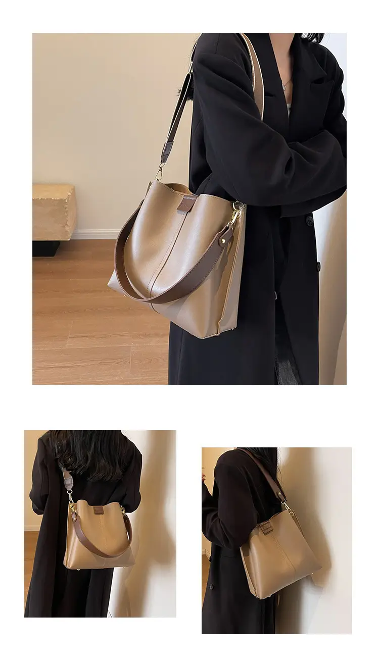 Women's Large Capacity Brown Leather Shoulder Bag — feature 10