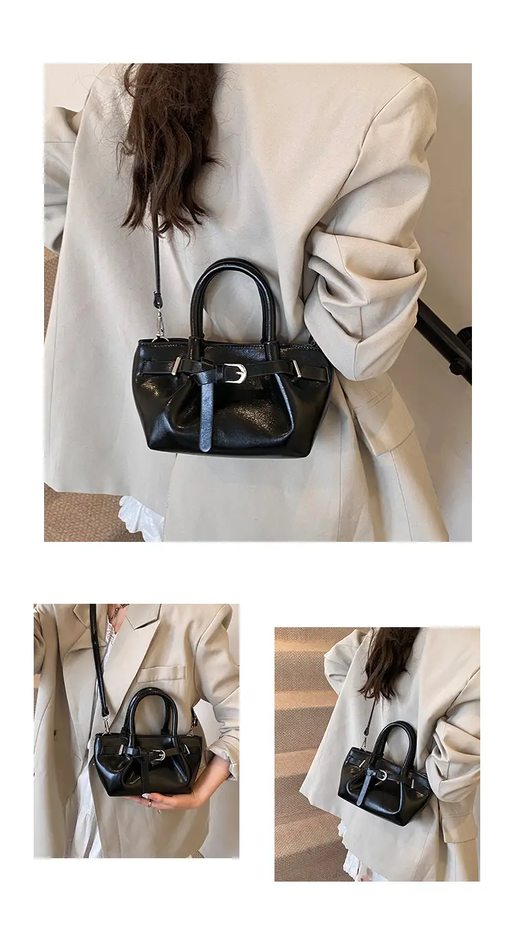 Black Pleated Leather Handbag for Women 2025 — feature 5