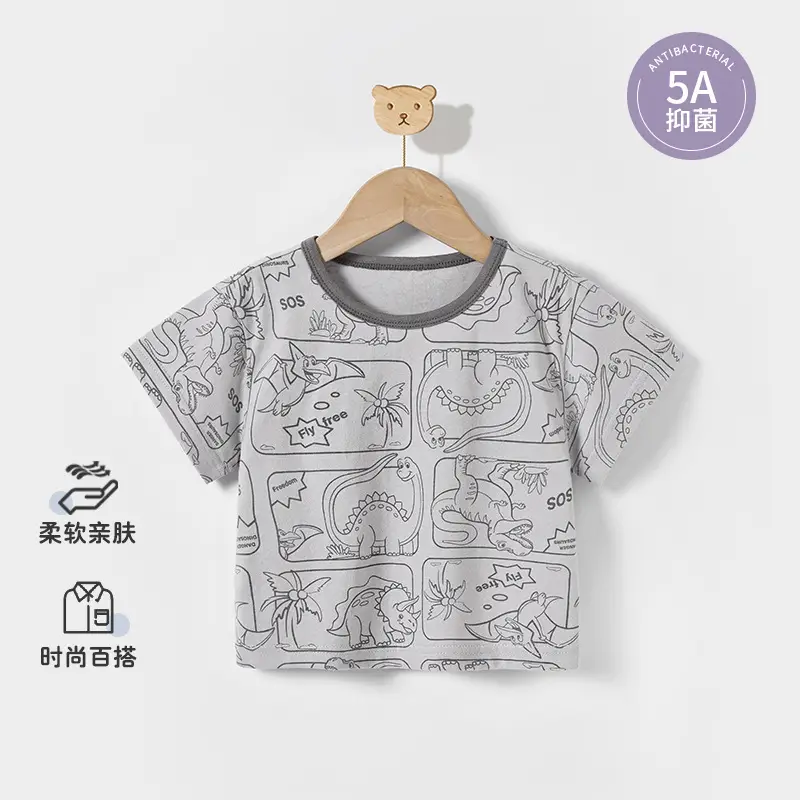 Purple Cartoon Print Boys T-Shirt Summer Wear - Image 4