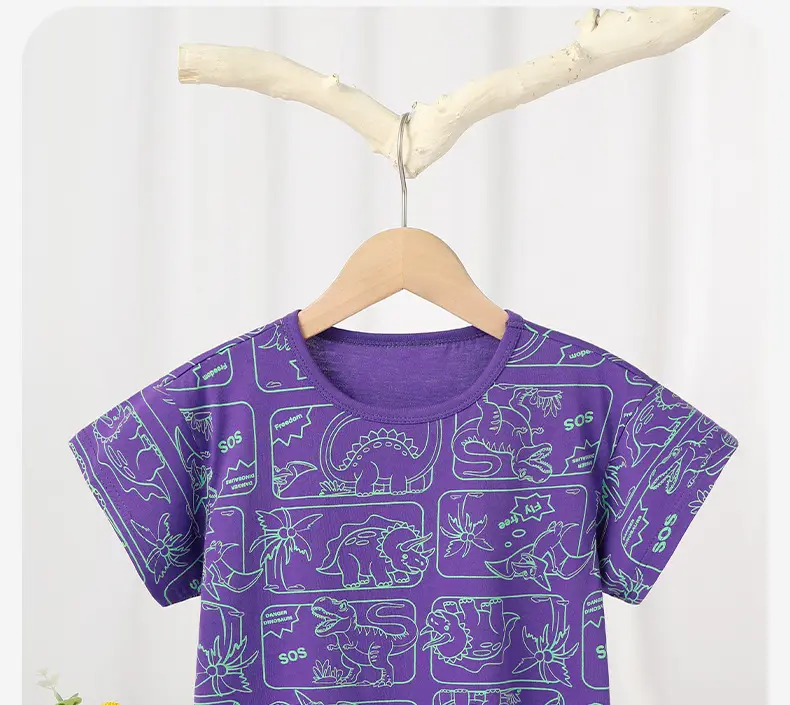 Purple Cartoon Print Boys T-Shirt Summer Wear — feature 12