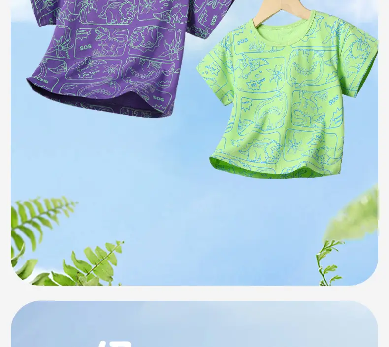 Purple Cartoon Print Boys T-Shirt Summer Wear — feature 2