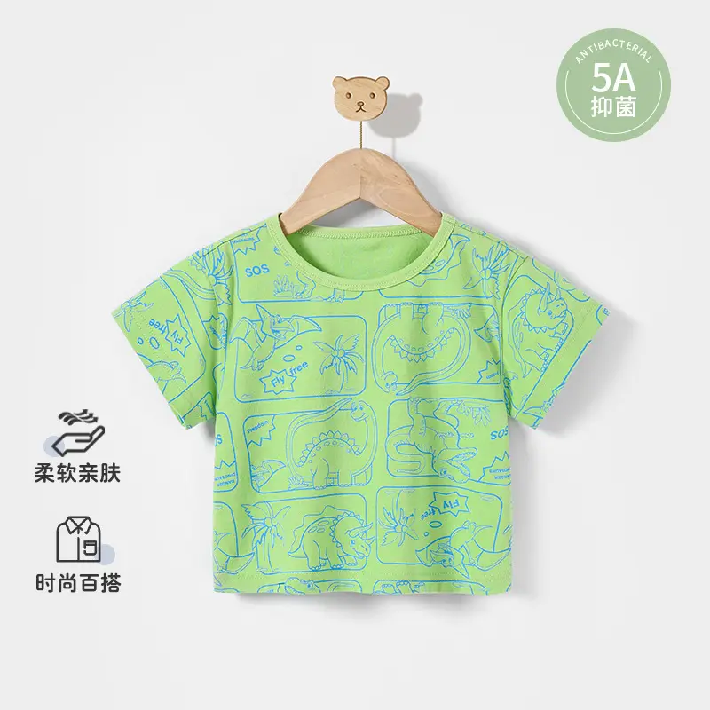 Purple Cartoon Print Boys T-Shirt Summer Wear - Image 2