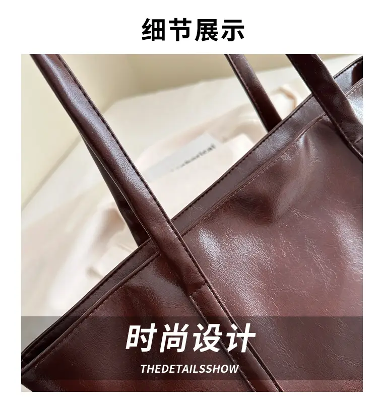 Women's Red Leather Shoulder Bag Large Capacity — feature 4