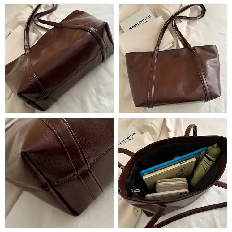 Women's Red Leather Shoulder Bag Large Capacity — feature 8