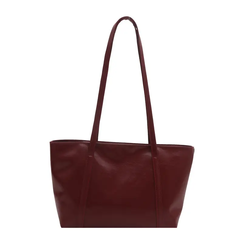 Women's Red Leather Shoulder Bag Large Capacity - Image 3