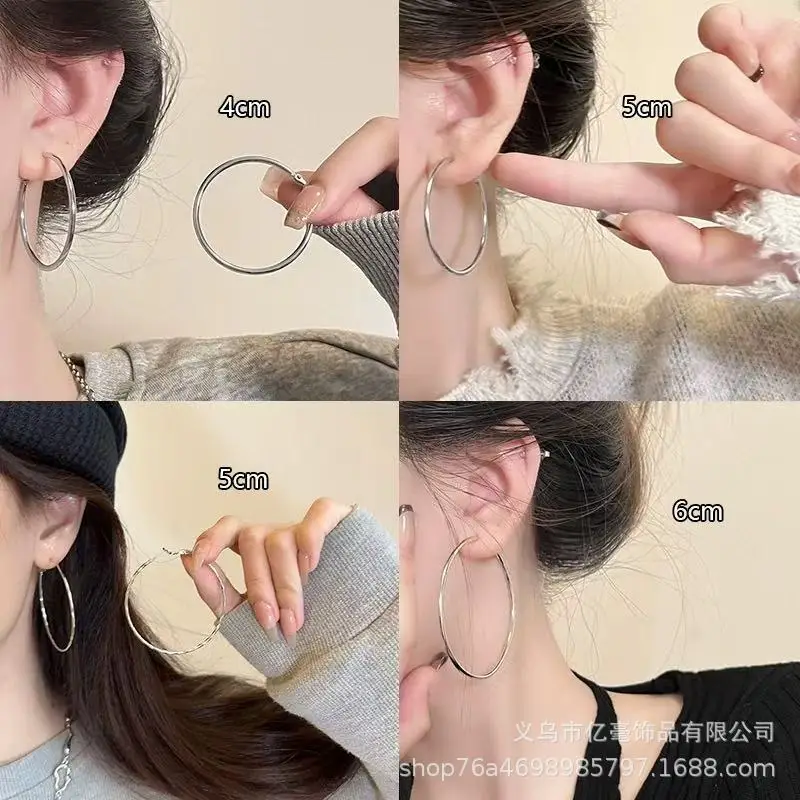 925 Silver Hoop Earrings for Women European American Trendy — feature 6