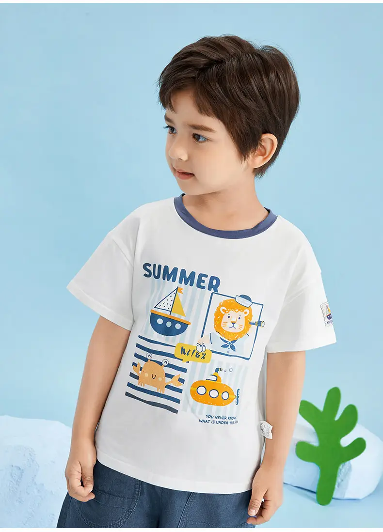 Kids Summer T-Shirt White Graphic Print Boys — feature 10
