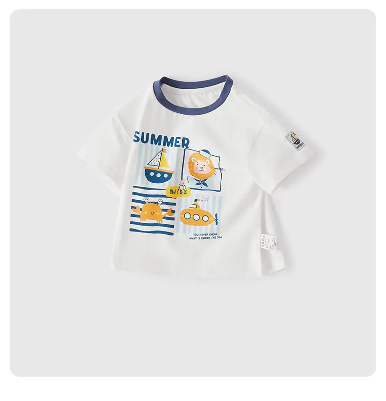 Kids Summer T-Shirt White Graphic Print Boys — feature 4