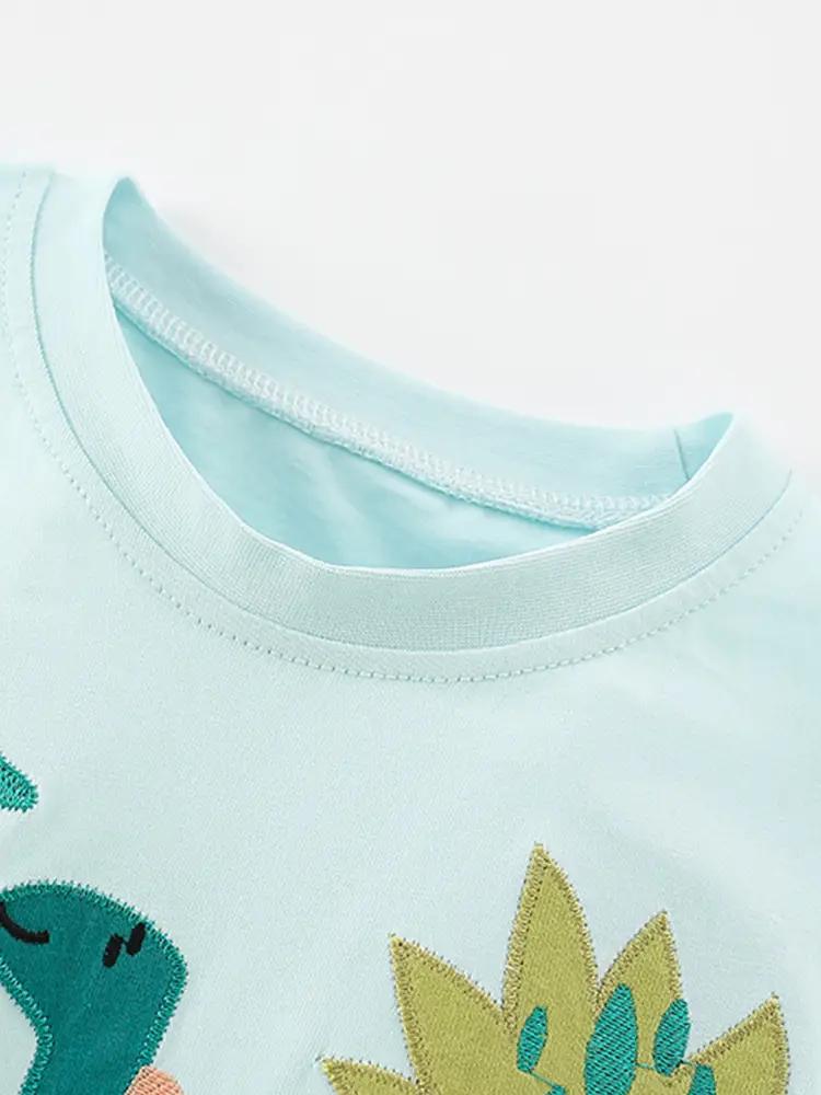 Kids Cartoon T-Shirt White Summer Cotton Round Neck