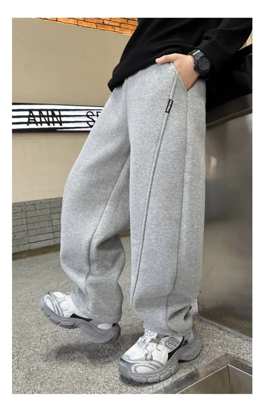 Boys' Winter Fleece-lined Pants One-piece Fleece Autumn and Winter 2024 New Children's Sports Pants Large Children's Thin Fleece Sweatpants — feature 17