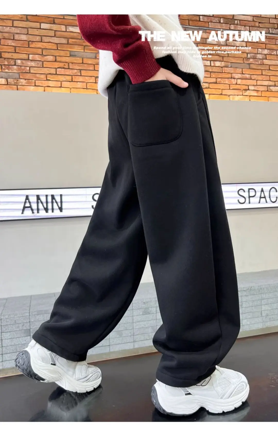 Boys' Winter Fleece-lined Pants One-piece Fleece Autumn and Winter 2024 New Children's Sports Pants Large Children's Thin Fleece Sweatpants — feature 24
