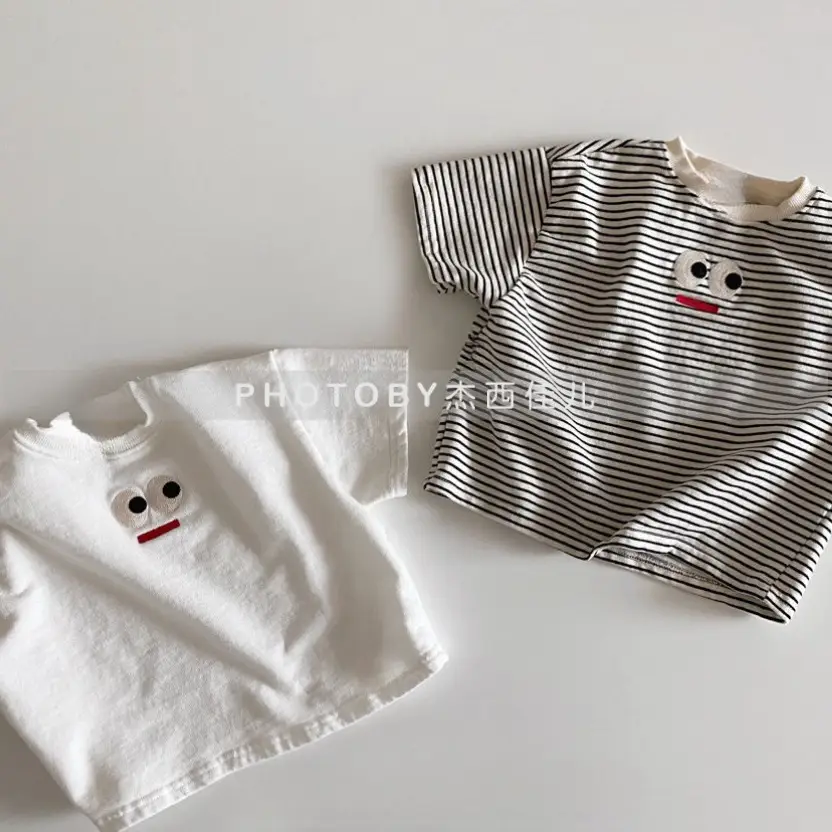 Boys White Short Sleeve T-Shirt Korean Style