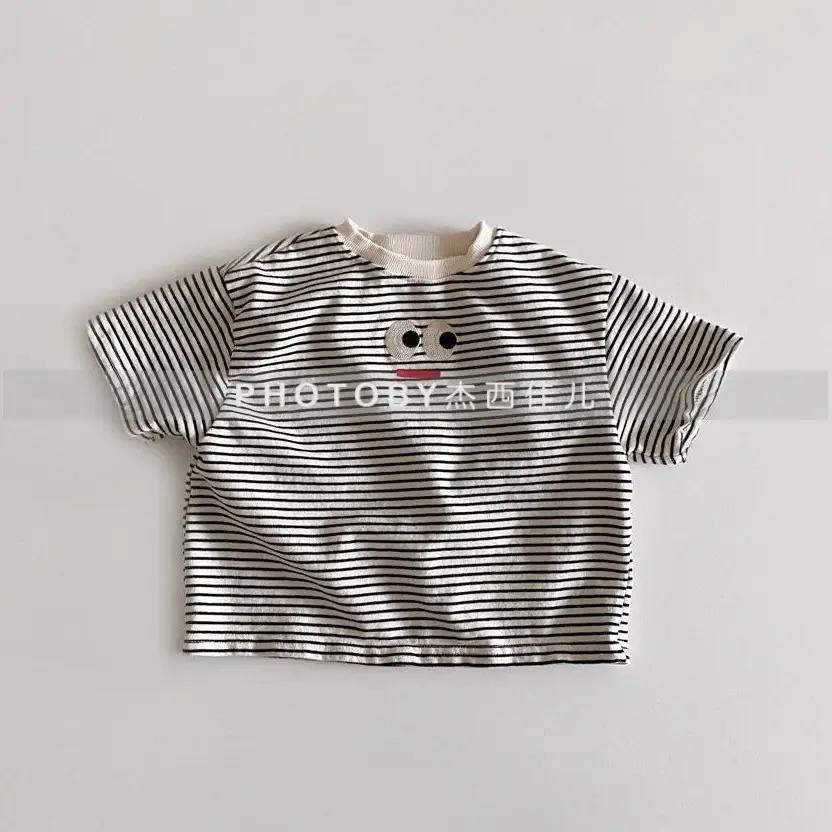 Boys White Short Sleeve T-Shirt Korean Style