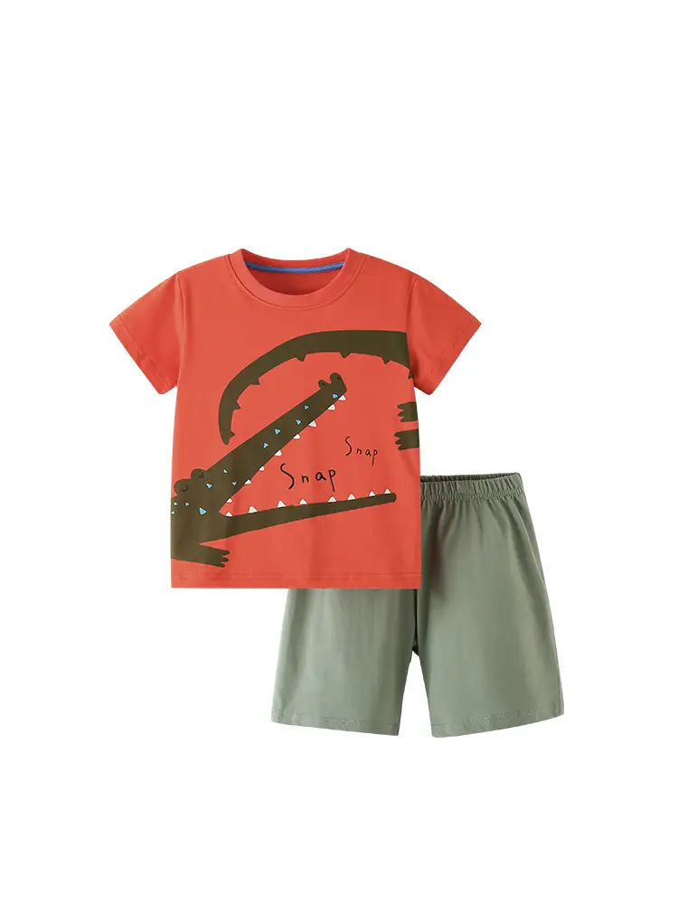 Malwee Boys Snap T-Shirt Orange 2-Piece Set