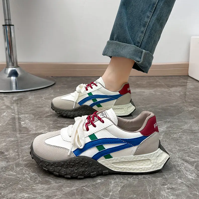 Cross-Border Women's Shoes, New Spring Models, Thick-Soled Height-Increasing German Training Shoes, Retro Casual Color-Blocking Shoes with Butterfly Bows, A-Gan Shoes - Image 5