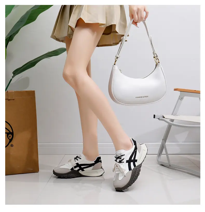 Cross-Border Women's Shoes, New Spring Models, Thick-Soled Height-Increasing German Training Shoes, Retro Casual Color-Blocking Shoes with Butterfly Bows, A-Gan Shoes — feature 30
